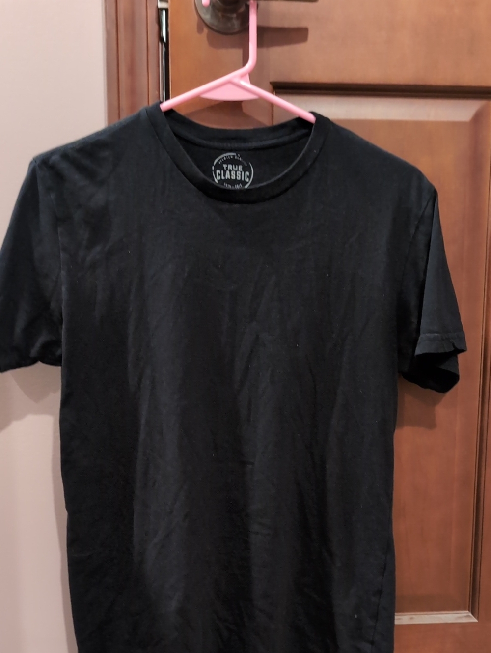 True Classic Black Short-Sleeve Crewneck Tee for Men